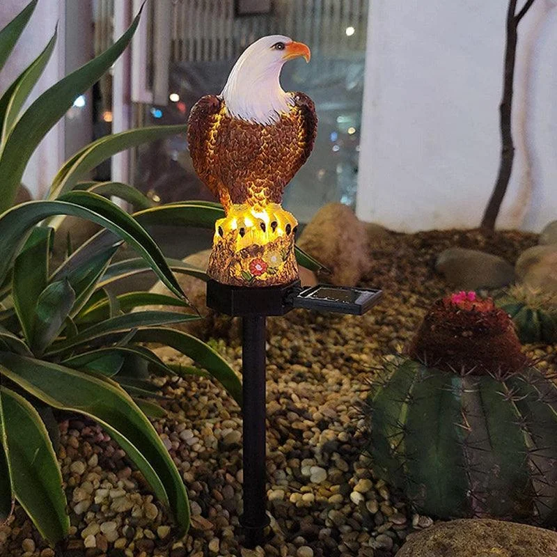 Garden Eagle Owl Parrot Statue LED Solar Light Outdoor Waterproof Lawn Lamp -  - #tag1#