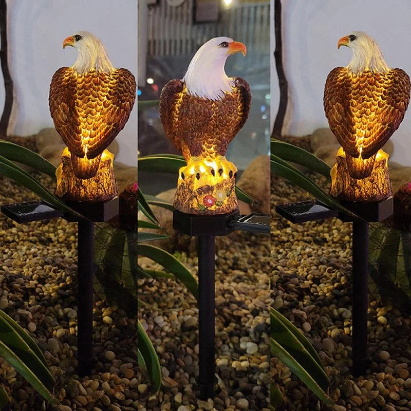 Garden Eagle Owl Parrot Statue LED Solar Light Outdoor Waterproof Lawn Lamp -  - #tag1#