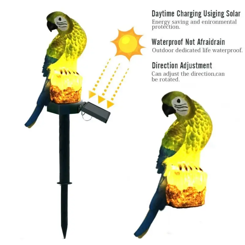 Garden Eagle Owl Parrot Statue LED Solar Light Outdoor Waterproof Lawn Lamp tag1