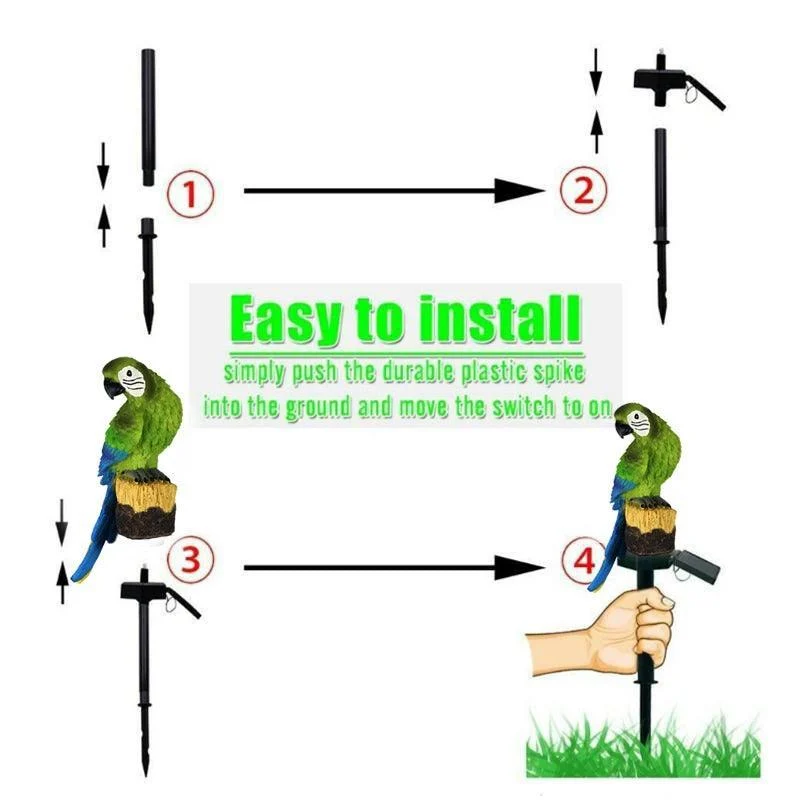 Garden Eagle Owl Parrot Statue LED Solar Light Outdoor Waterproof Lawn Lamp -  - #tag1#