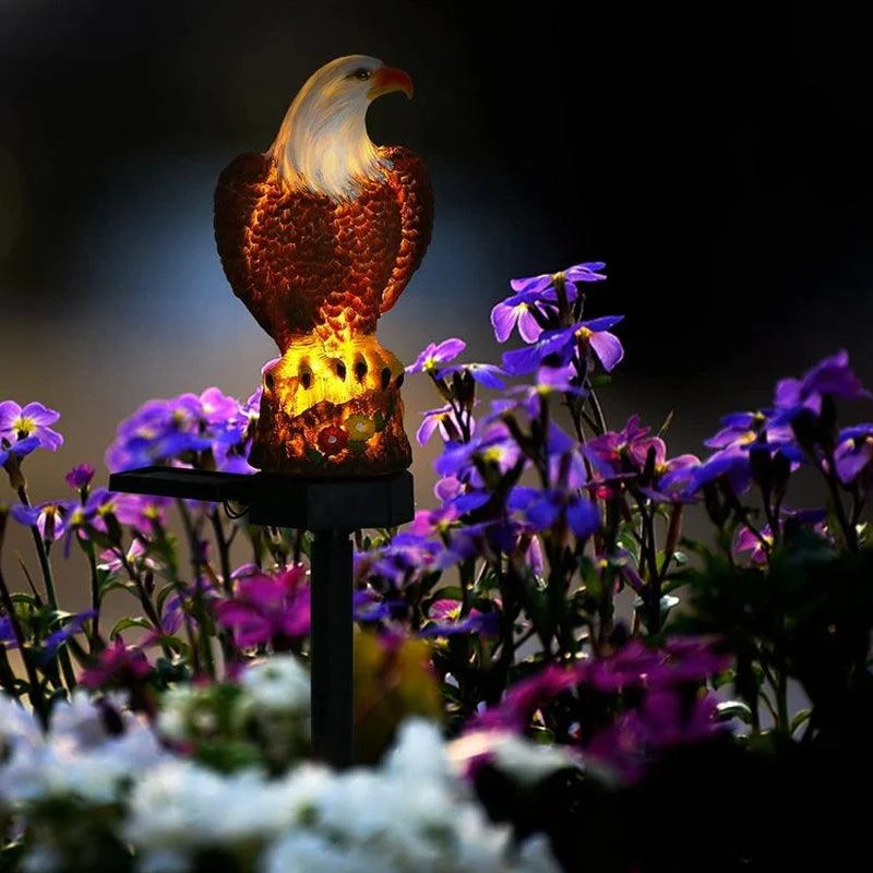 Garden Eagle Owl Parrot Statue LED Solar Light Outdoor Waterproof Lawn Lamp -  - #tag1#