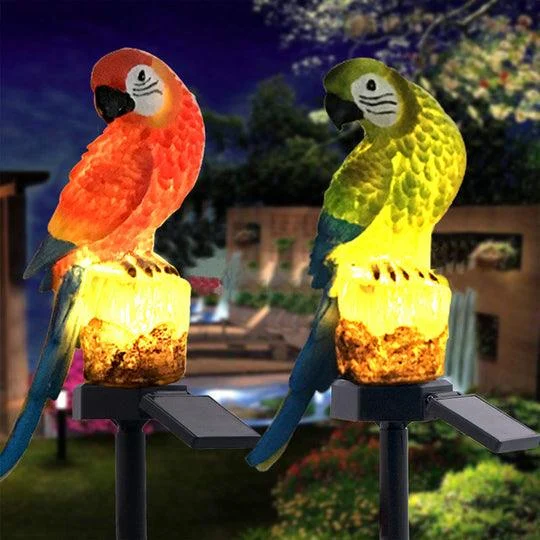 Garden Eagle Owl Parrot Statue LED Solar Light Outdoor Waterproof Lawn Lamp -  - #tag1#