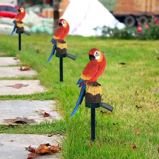 Garden Eagle Owl Parrot Statue LED Solar Light Outdoor Waterproof Lawn Lamp -  - #tag1#