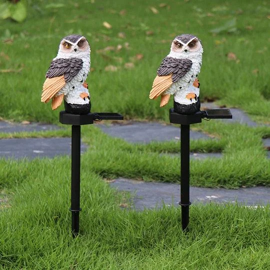 Garden Eagle Owl Parrot Statue LED Solar Light Outdoor Waterproof Lawn Lamp -  - #tag1#