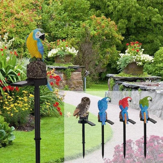 Garden Eagle Owl Parrot Statue LED Solar Light Outdoor Waterproof Lawn Lamp -  - #tag1#