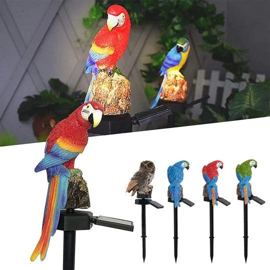 Garden Eagle Owl Parrot Statue LED Solar Light Outdoor Waterproof Lawn Lamp -  - #tag1#