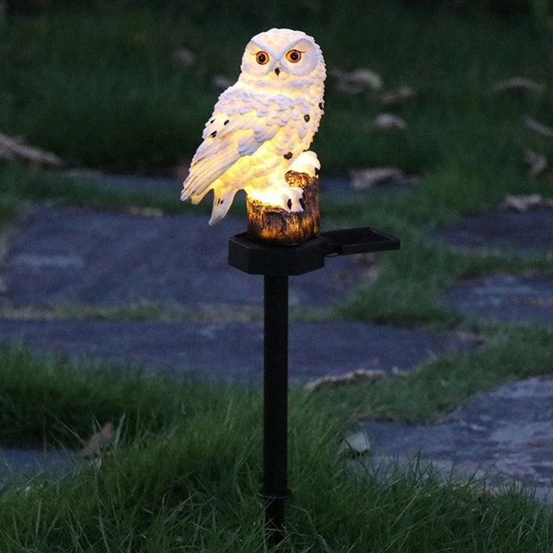 Garden Eagle Owl Parrot Statue LED Solar Light Outdoor Waterproof Lawn Lamp -  - #tag1#