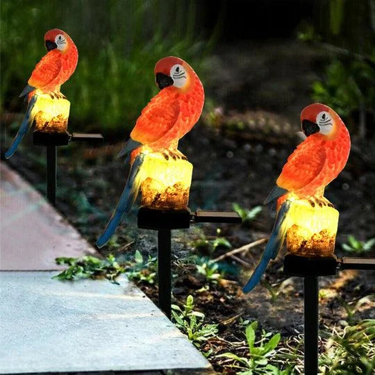 Garden Eagle Owl Parrot Statue LED Solar Light Outdoor Waterproof Lawn Lamp -  - #tag1#