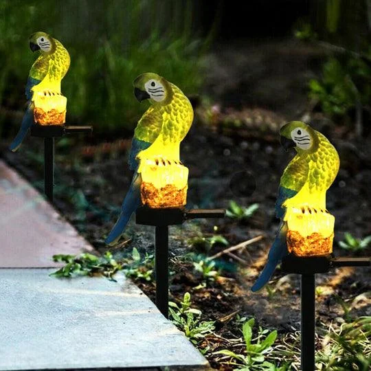 Garden Eagle Owl Parrot Statue LED Solar Light Outdoor Waterproof Lawn Lamp -  - #tag1#