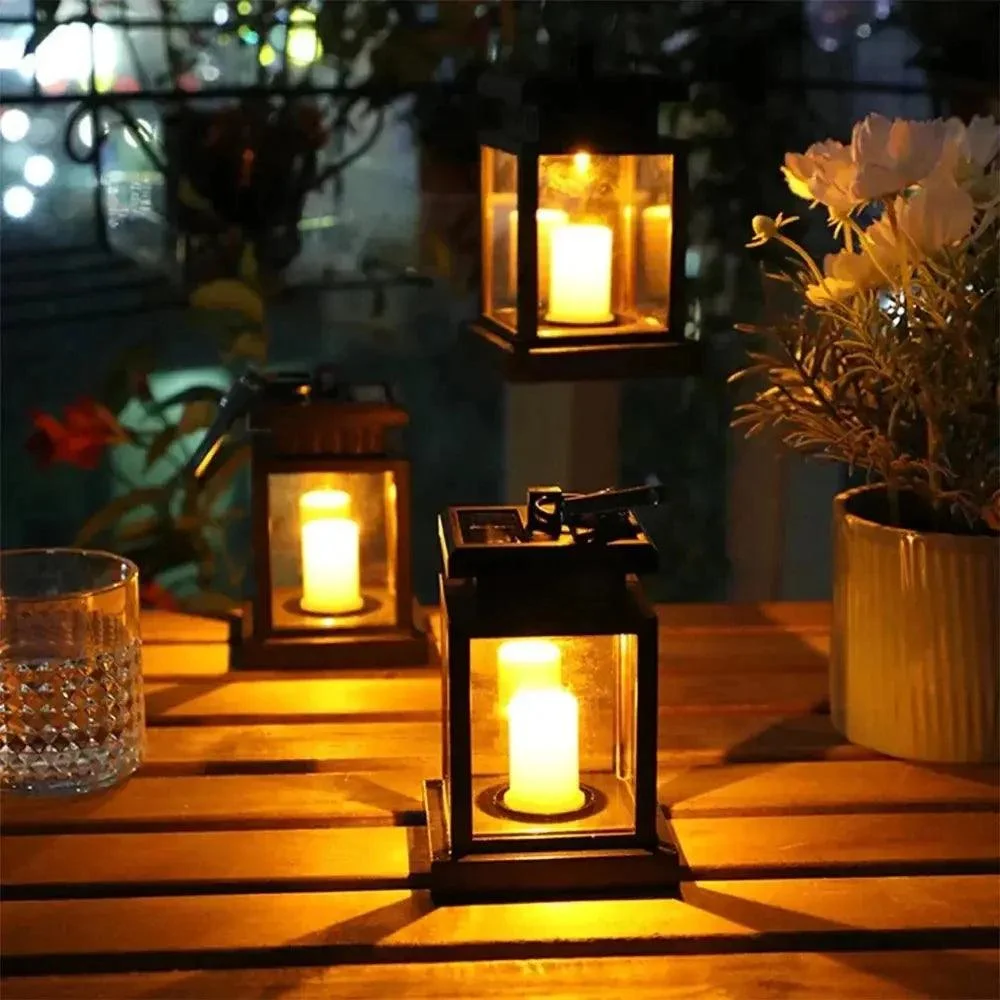 Garden Lantern - Solar Lamp - Retro - Flickering Candle - Waterproof - For Outdoors -  - #tag1#