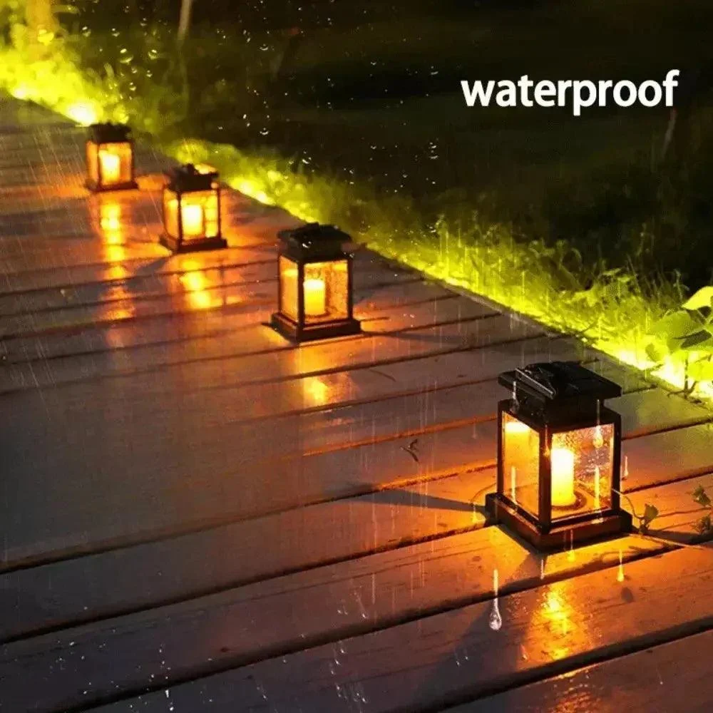 Garden Lantern - Solar Lamp - Retro - Flickering Candle - Waterproof - For Outdoors -  - #tag1#