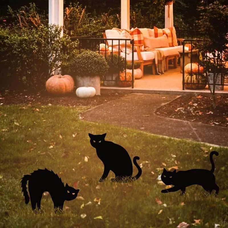Garden Ornaments Halloween Decorations Black Cat Silhouette -  - #tag1#
