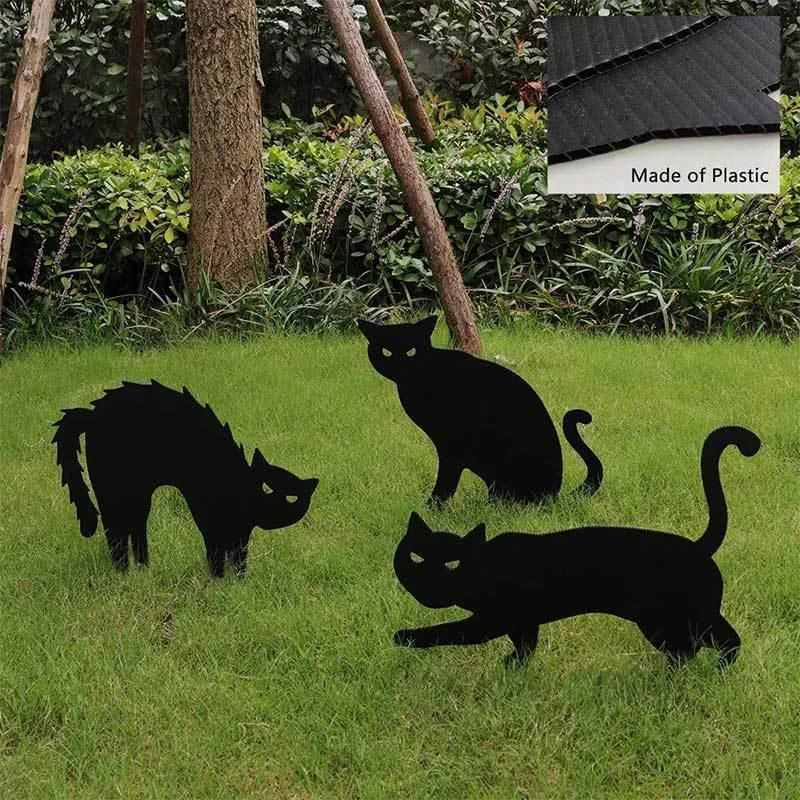 Garden Ornaments Halloween Decorations Black Cat Silhouette -  - #tag1#