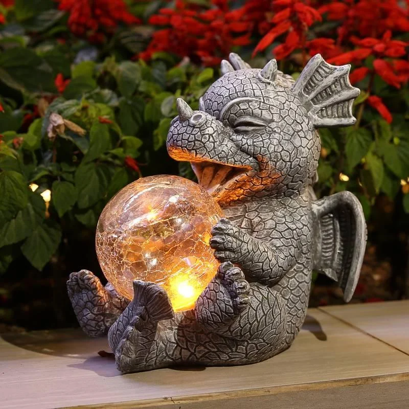 Garden statue - Draconis - Solar Lighting - Resin Dragon Statue -  - #tag1#