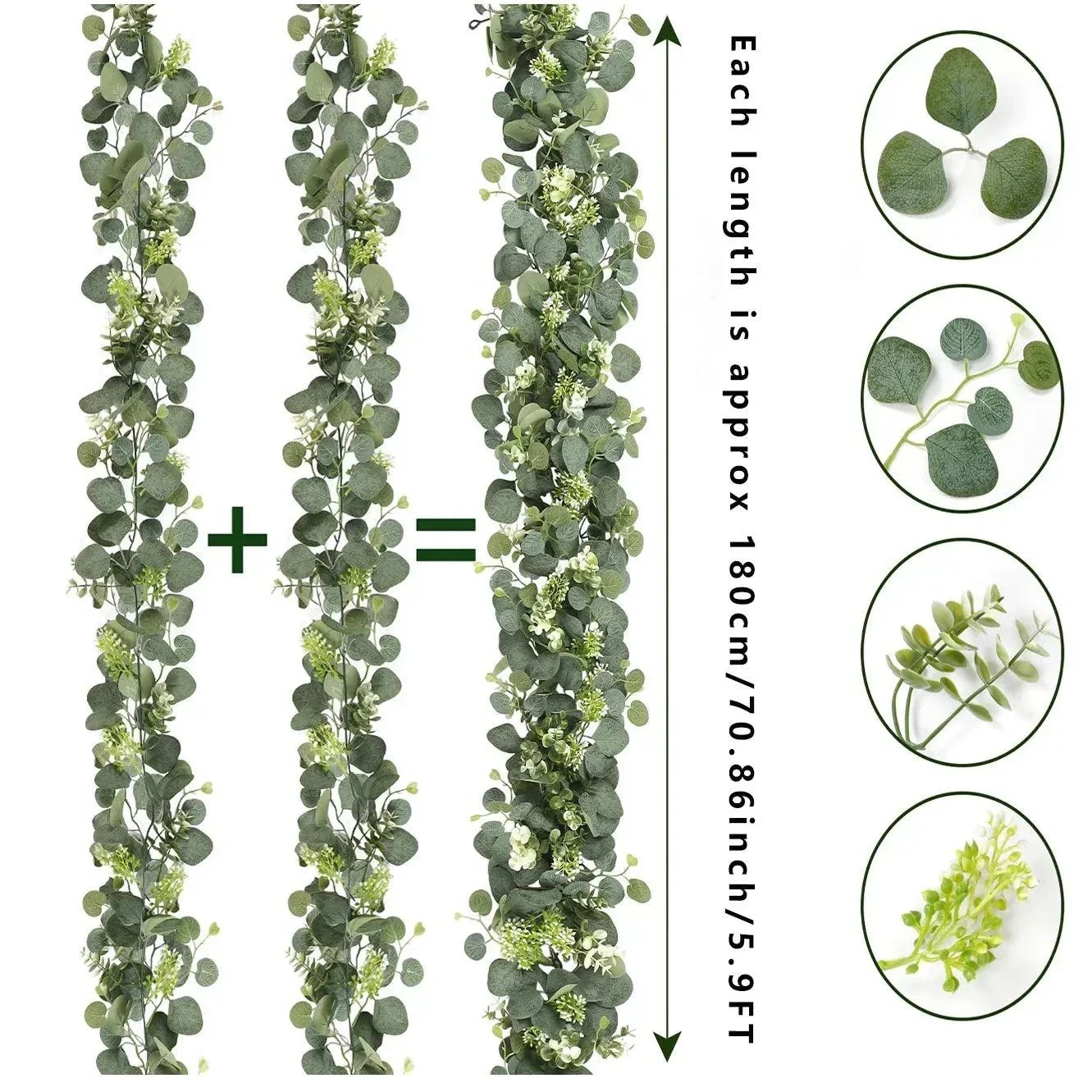 Garland - EucaGreen - Artificial Eucalyptus - 2-Piece Set -  - #tag1#