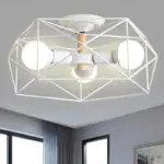 GeoLight Geometric Semi Flush Ceiling Lamp with Wire Cage in Metal tag1