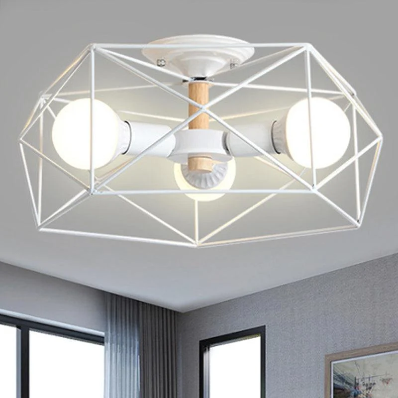 GeoLight – Geometric Semi-Flush Ceiling Lamp with Wire Cage in Metal -  - #tag1#