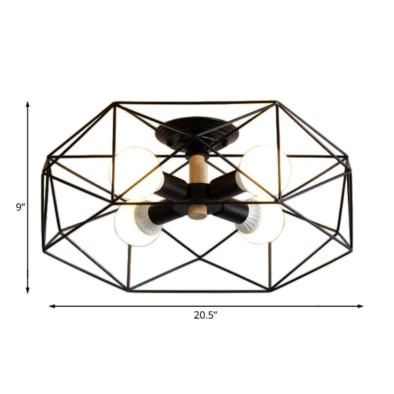 GeoLight – Geometric Semi-Flush Ceiling Lamp with Wire Cage in Metal -  - #tag1#