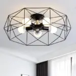 GeoLight Geometric Semi Flush Ceiling Lamp with Wire Cage in Metal tag1