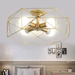 GeoLight Geometric Semi Flush Ceiling Lamp with Wire Cage in Metal tag1
