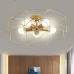 GeoLight Geometric Semi Flush Ceiling Lamp with Wire Cage in Metal tag1