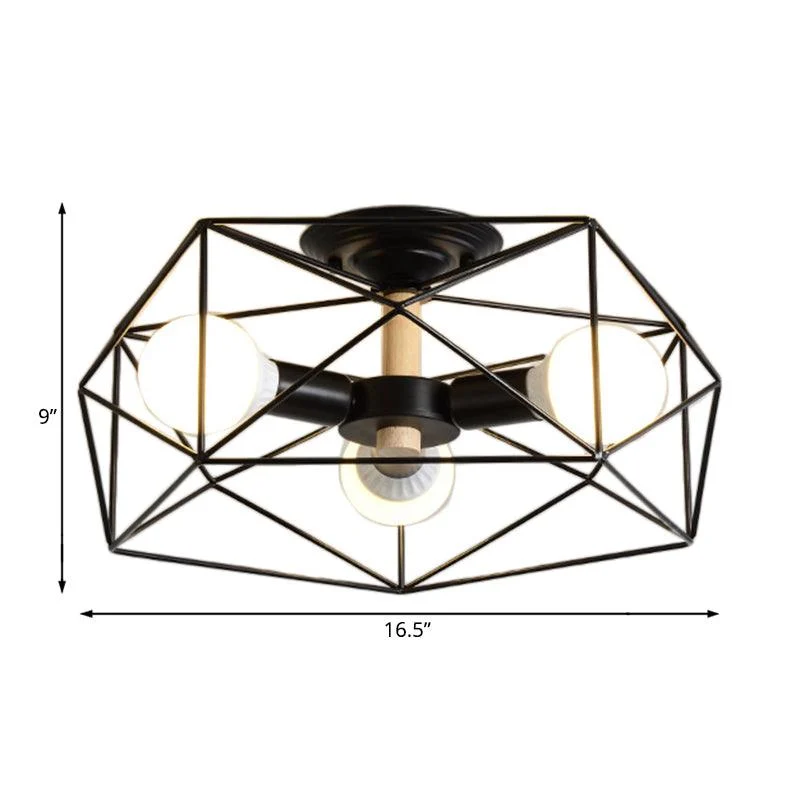 GeoLight – Geometric Semi-Flush Ceiling Lamp with Wire Cage in Metal -  - #tag1#