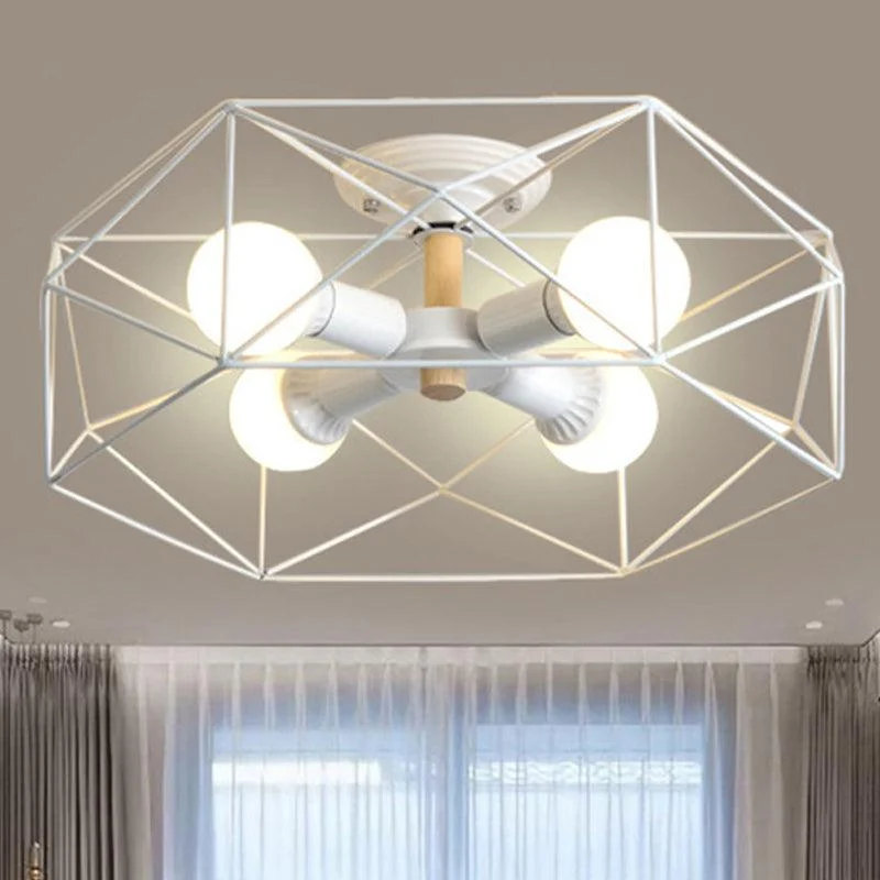 GeoLight – Geometric Semi-Flush Ceiling Lamp with Wire Cage in Metal -  - #tag1#