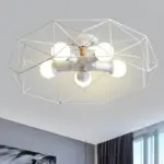 GeoLight Geometric Semi Flush Ceiling Lamp with Wire Cage in Metal tag1