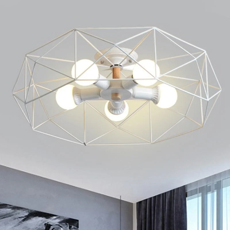 GeoLight – Geometric Semi-Flush Ceiling Lamp with Wire Cage in Metal -  - #tag1#
