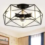 GeoLight Geometric Semi Flush Ceiling Lamp with Wire Cage in Metal tag1