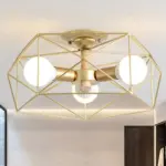 GeoLight Geometric Semi Flush Ceiling Lamp with Wire Cage in Metal tag1