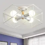 GeoLight Geometric Semi Flush Ceiling Lamp with Wire Cage in Metal tag1