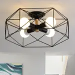 GeoLight Geometric Semi Flush Ceiling Lamp with Wire Cage in Metal tag1