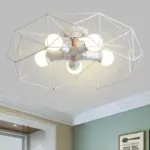 GeoLight Geometric Semi Flush Ceiling Lamp with Wire Cage in Metal tag1