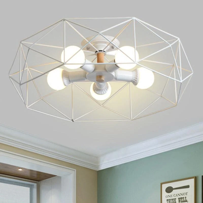 GeoLight – Geometric Semi-Flush Ceiling Lamp with Wire Cage in Metal -  - #tag1#