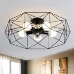 GeoLight Geometric Semi Flush Ceiling Lamp with Wire Cage in Metal tag1
