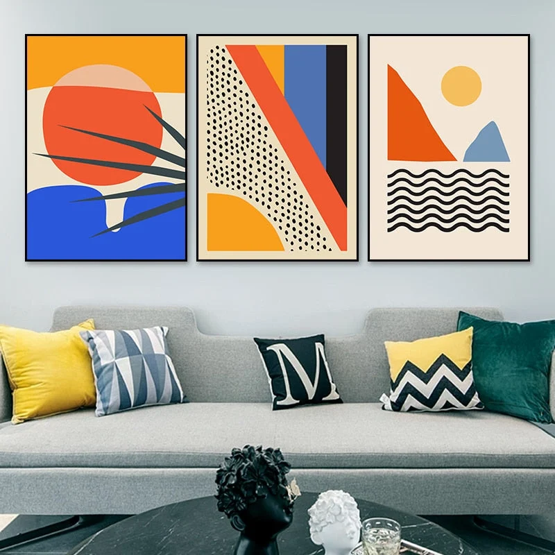 Geometric Abstract Scene Scandinavia Canvas Painting Wall Art Prints Poster Picture For Gallery Living Room Interior