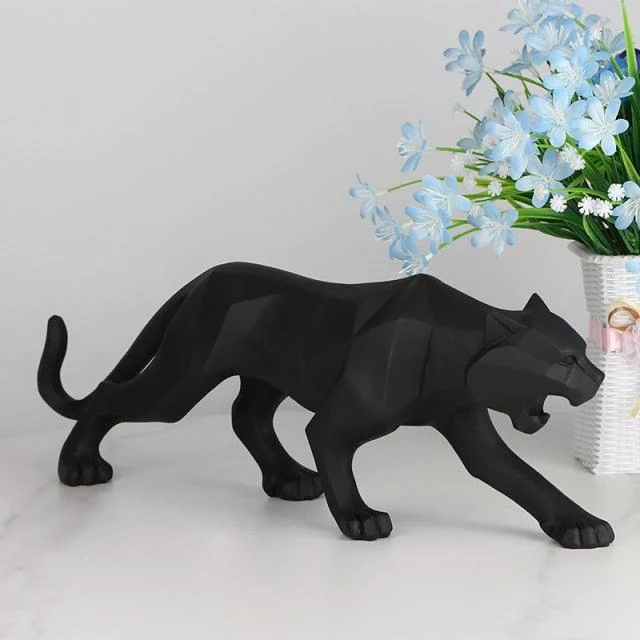 Geometric Black Panther Sculpture - Homeko