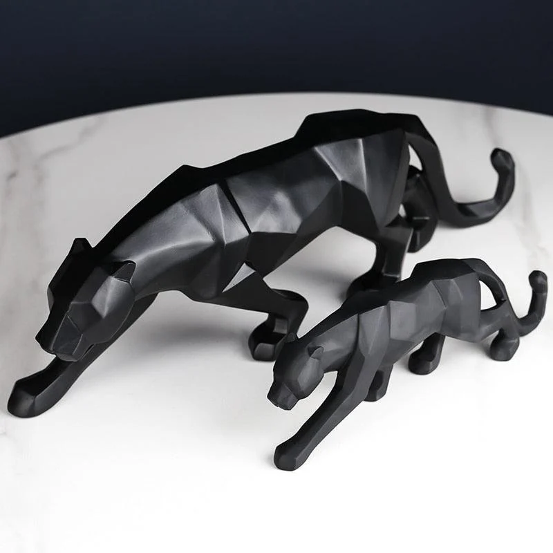 Geometric Black Panther Sculpture - Homeko