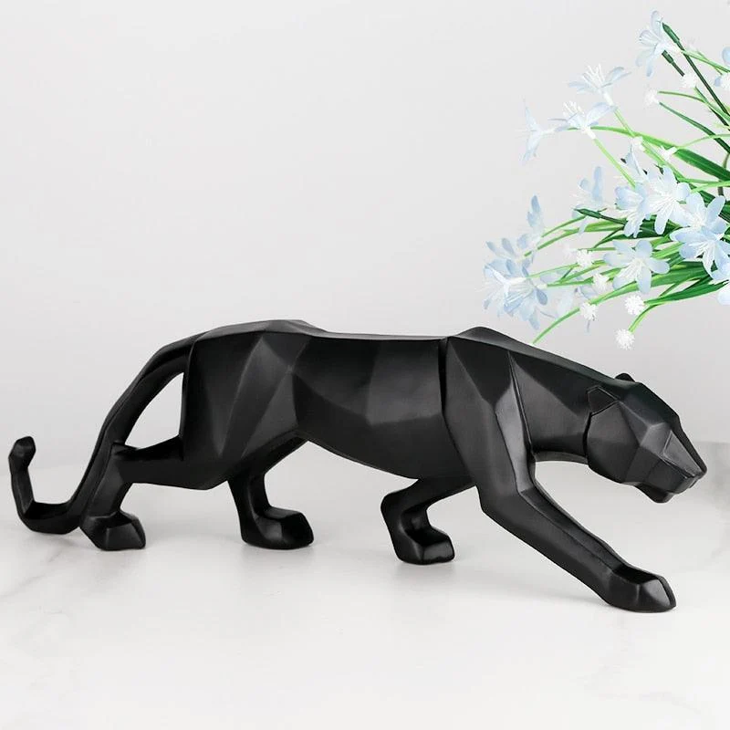 Geometric Black Panther Sculpture - Homeko