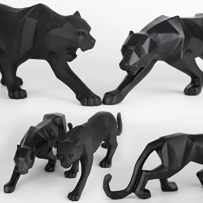 Geometric Black Panther Sculpture - Homeko