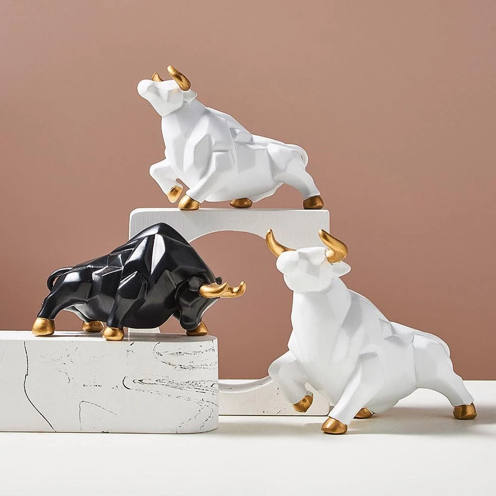 Geometric Bull Figurines - Homeko