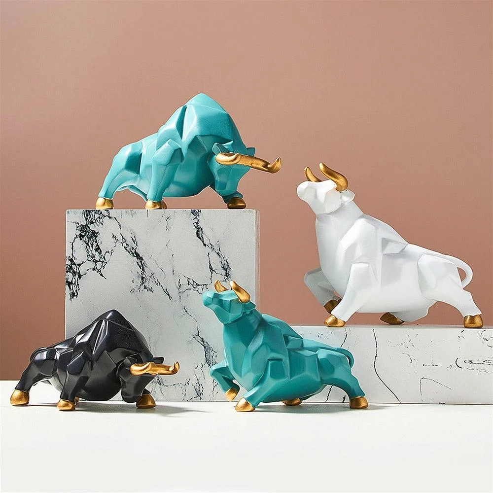 Geometric Bull Figurines - Homeko