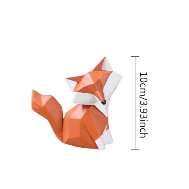 Geometric Orange Fox Figurine - Homeko