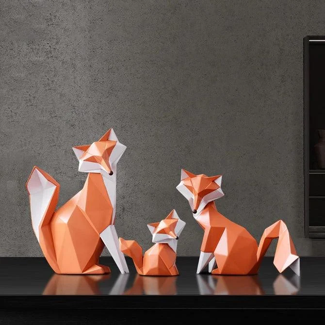 Geometric Orange Fox Figurine - Homeko