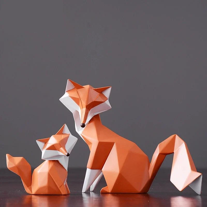 Geometric Orange Fox Figurine - Homeko