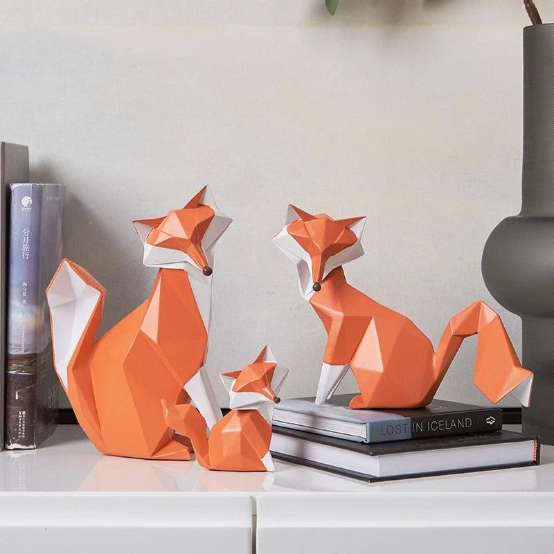 Geometric Orange Fox Figurine - Homeko