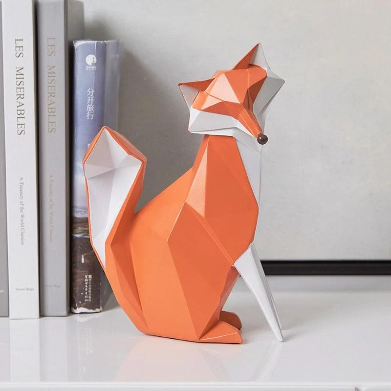 Geometric Orange Fox Figurine - Homeko