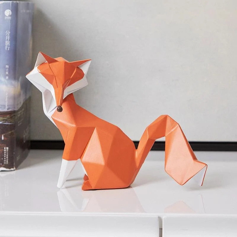 Geometric Orange Fox Figurine - Homeko