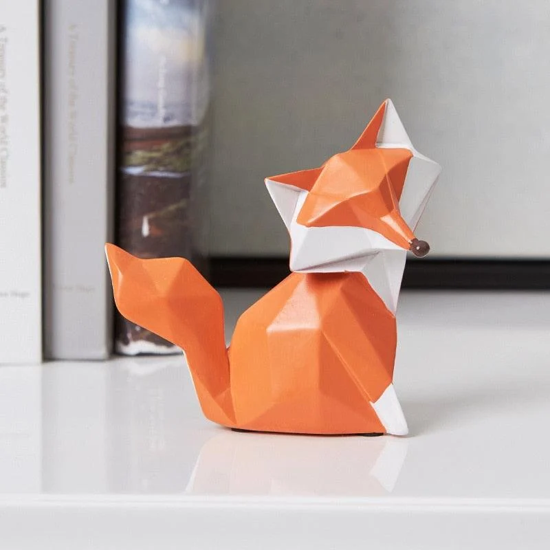 Geometric Orange Fox Figurine - Homeko